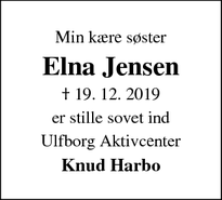 Dødsannoncen for Elna Jensen  - Ulfborg