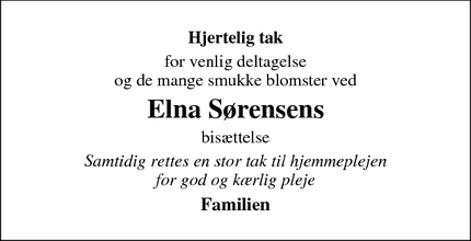 Dødsannoncen for Elna Sørensens - Løsning