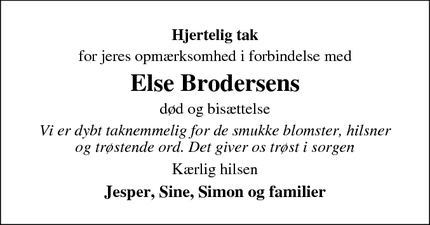 Taksigelsen for Else Brodersens - Gredstedbro