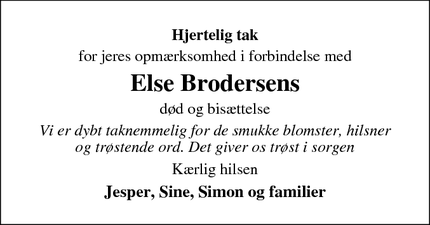 Taksigelsen for Else Brodersens - Gredstedbro