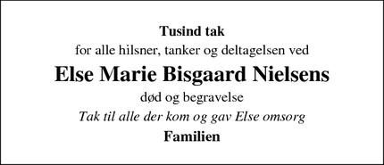 Taksigelsen for Else Marie Bisgaard Nielsen - Nørhå