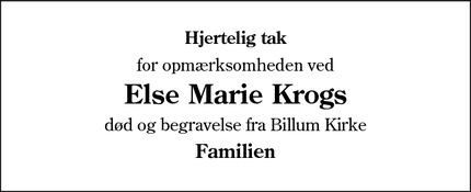 Taksigelsen for Else Marie Krogs - Billum