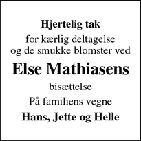 Taksigelsen for Else Mathiasens - Frederiksværk