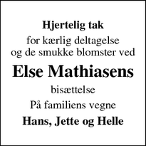 Taksigelsen for Else Mathiasens - Frederiksværk
