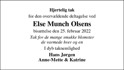 Taksigelsen for Else Munch Olsens - Gørlev