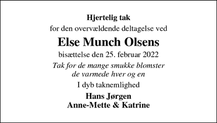 Taksigelsen for Else Munch Olsens - Gørlev