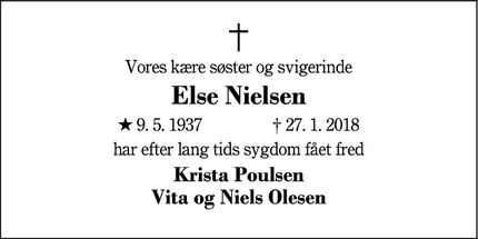 Dødsannoncen for Else Nielsen - Herning