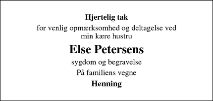 Taksigelsen for Else Petersens - Vinderup