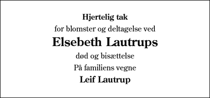 Taksigelsen for Elsebeth Lautrup - 6800 Varde