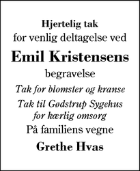 Taksigelsen for Emil Kristensen - Kibæk