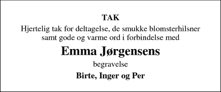 Taksigelsen for Emma Jørgensens - Billund