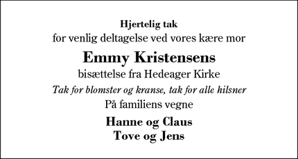 Taksigelsen for Emmy Kristensens - Herning