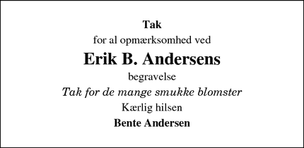 Taksigelsen for Erik B. Andersens - Lystrup