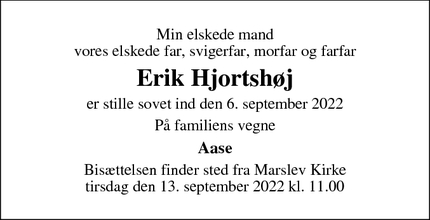 Dødsannoncen for Erik Hjortshøj - Odense