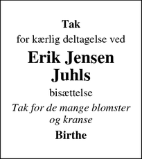 Taksigelsen for Erik Jensen Juhls - Kolding