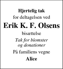 Taksigelsen for Erik K. F. Olsen - Hammel