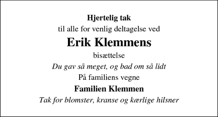 Taksigelsen for Erik Klemmen - Grenaa