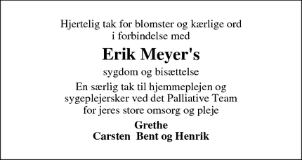 Taksigelsen for Erik Meyer's - Fredericia