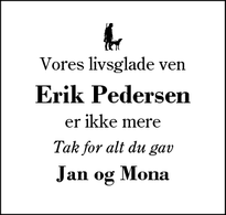 Dødsannoncen for Erik Pedersen - Herning