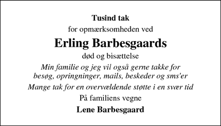 Taksigelsen for Erling Barbesgaard - Ringkøbing