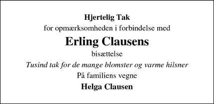 Taksigelsen for Erling Clausens - Nybøl, 6400 Sønderborg