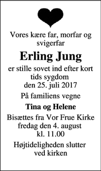 Dødsannoncen for Erling Jung - Assens