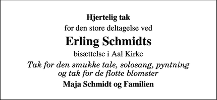 Taksigelsen for Erling Schmidts - Oksbøl