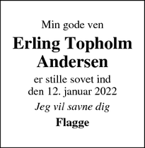 Dødsannoncen for Erling Topholm
Andersen - Sønderborg