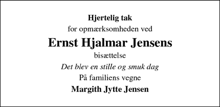Taksigelsen for Ernst Hjalmar Jensens - Randers SØ