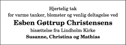 Taksigelsen for Esben Gøttrup Christensens - Aalborg