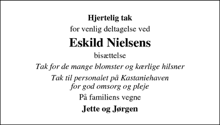 Taksigelsen for Eskild Nielsens - Give