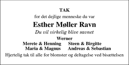 Taksigelsen for Esther Møller Ravn  - Mammen