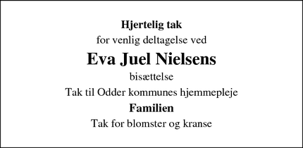 Taksigelsen for Eva Juel Nielsens - 8350 Hundslund