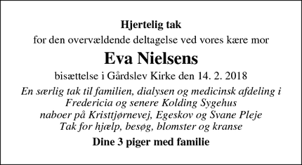 Taksigelsen for Eva Nielsens - Egeskov Fredericia