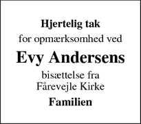 Taksigelsen for Evy Andersens - Fårevejle st