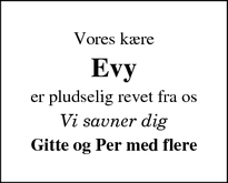 Dødsannoncen for Evy - Skive