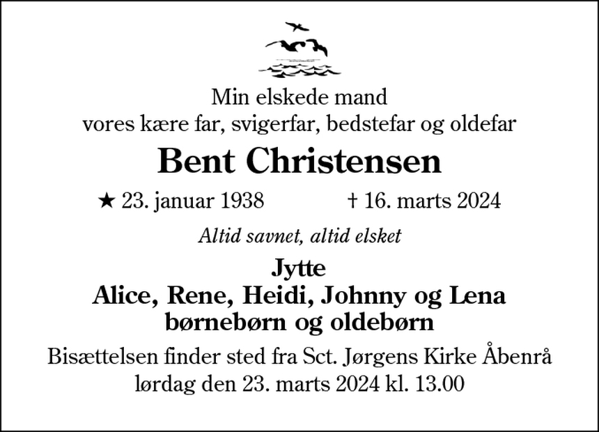 Dødsannonce Bent Christensen Nykøbing F Dødsannoncer.dk