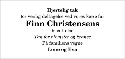Taksigelsen for Finn Christensens - Biersted