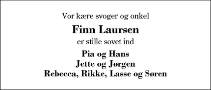 Dødsannoncen for Finn Laursen - Karup J