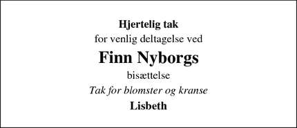 Taksigelsen for Finn Nyborgs - Skanderborg