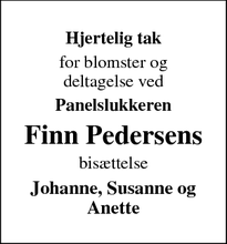 Taksigelsen for Finn Pedersens - Kruså