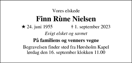 Dødsannoncen for Finn Rùne Nielsen - Fredensborg
