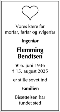 Dødsannoncen for Flemming Bendtsen - Gentofte