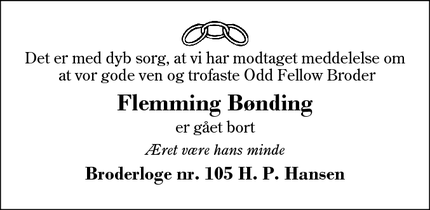 Dødsannoncen for Flemming Bønding - Herning