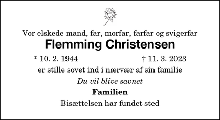 Dødsannoncen for Flemming Christensen - Nakskov