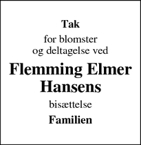 Taksigelsen for Flemming Elmer
Hansens - Karise