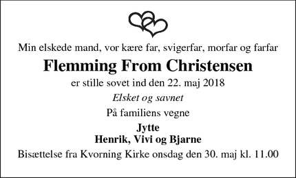 Dødsannoncen for Flemming From Christensen - Kvorning