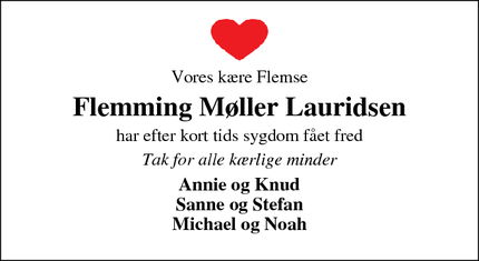 Dødsannoncen for Flemming Møller Lauridsen - Ikast