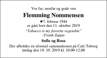 Dødsannoncen for Flemming Nommensen - Randers C