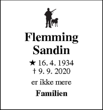 Dødsannoncen for Flemming Sandin - Værløse